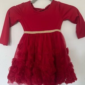 Elegant Red Kids Dress with Gold Accent